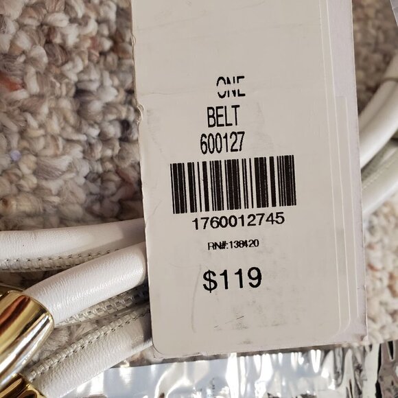 White 100% Genuine Leather Belt with Loop hardware Women O/S - Picture 3 of 16